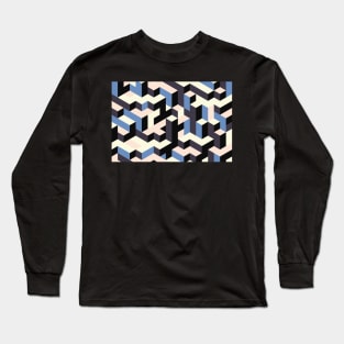 White Blue Pattern Long Sleeve T-Shirt